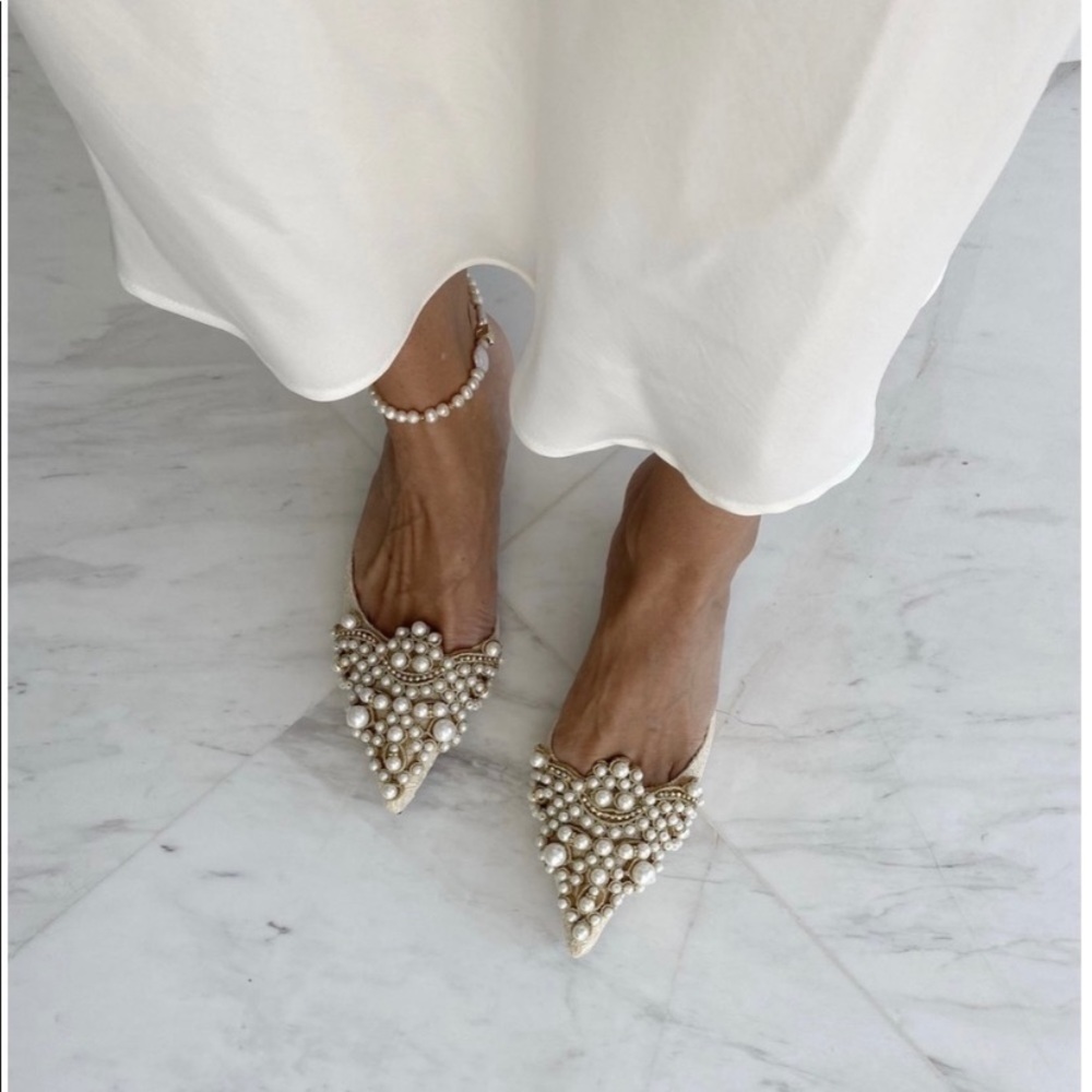NEW Vita Grace Heels/Mules Pearls and Embellishments